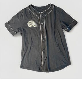Lurking Class Baseball Jersey Men Medium Skull Button Front Lightweight Grunge